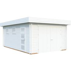 Garagen Palmako Garage Rasmus 19,0 m2 44 mm mit Holztor weiß lackiert (Gebäudefläche )