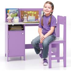 Kids Table and Chair Set with Hutch Purple