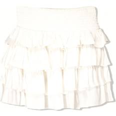 White - Women Skirts Bershka Tiered Mini Skirt - White