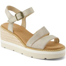 Toms Heeled Sandals Toms Darya Metallic Platform Espadrille Wedge Sandals - Silver