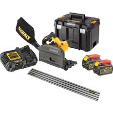 Dewalt Plunge Cut Saw Dewalt DCS520T2 54V XR Flexvolt Cordless Plunge Saw 165mm 2x 6.0Ah 1m Guide Rail