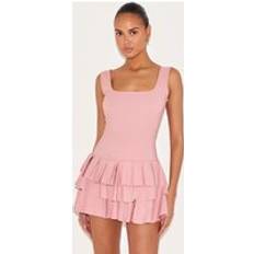 Pink Playsuits Children's Clothing PrettyLittleThing Baby Stretch Woven Pleated Skort Playsuit - Pink
