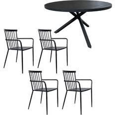 Matgrupper Utemöbler Sunfun Skillinge Bord 4 Stapelstolar Svart Matgrupp, 1 Bord inkl. 4 Stolar