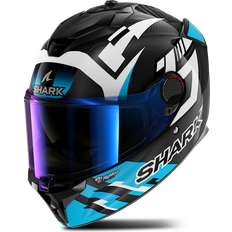 Shark Spartan Gt Pro Carbon Zarco Track Racer Full Face Helmet - Carbon/White/Blue Woman, Unisex, Man