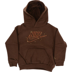 Nike Brown Hoodies Children's Clothing Nike Sportswear Shine Fleece Pullover Hoodie Little Kids Hoodie in Brown, 86L402-X2O