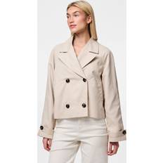 Pieces Pcscarlett Short Trenchcoat - Silver Gray