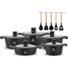 Pela Welle Grytset Induktion 15 Delar Högkvalitativ Non-Stick Set med lock 15 delar