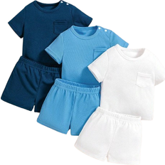 Shein Summer Fashion Casual Short Sleeve Top And Shorts Outfit For Baby Boys
