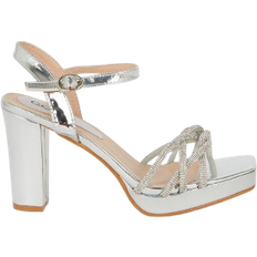Taylor Diamante Platform Heeled Sandals Silver