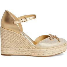 Michael Kors Nori Metallic Leather and Linen Wedge Espadrille - Gold