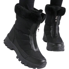 Shein New HighTop AntiSlip Thick PlushLined Women Winter Snow Boots Waterproof Warm Outdoor Hiking Boots LaceUp Front Closure Black