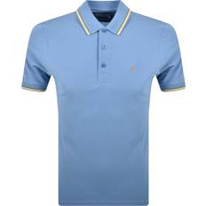 Stripes Polo Shirts Farah Vintage Alvin Tipped Polo T Shirt - Blue
