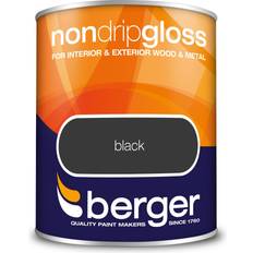 Black - Oil-based Paint Berger Non Drip Gloss Wood Paint Black 0.75L