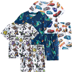 Multicoloured Other Sets Children's Clothing Shein 6pcs/Set Young Boys' Leisure Round Neck Printed Short Sleeve T-Shirt, Shorts And Homewear Outfit