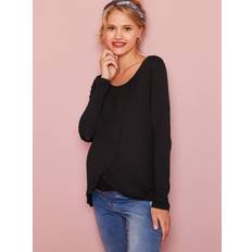 Maternity Nursing Cross-Over T-Shirt Black