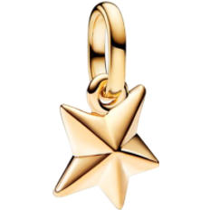 Pandora Faceted Star Mini Dangle Charm Enamel 14k gold plating Black