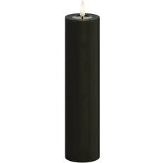 Deluxe Homeart Real Flame LED Bloklys Ø 5 x H 20 cm Stearin/Resin Mørk Grøn LED-lys 20cm