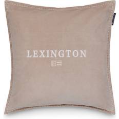Sammet Örngott Lexington ICONS Sammetskuddfodral med Lexingtonloggan i Ekologisk Bomull 50x50 Örngott Beige, Vit (50x50cm)