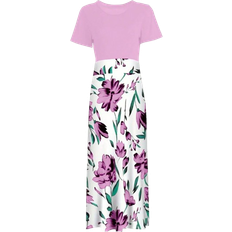 Shein Floral Print Round Neck Short Sleeve Dress - Summer