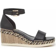 Vince Camuto Jefannah Wedge Sandal Women's Black Leather Sandals Ankle Strap