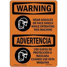 Multicoloured Workplace Signs SignMission OSHA Warning Sign 7 x 10 in Wear Goggles