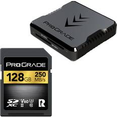Memory Card Readers ProGrade Digital Prograde Digital Dual-Slot UHS-II SDXC USB 3.1 Gen 2 Type-C Card Reader with 128GB Memory Card
