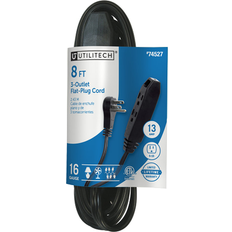 Utilitech Indoor 8-ft 16 / 3 3 Prong Black Indoor SPT-2 Light Duty Flat Plug Extension Cord