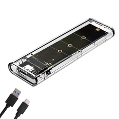 External Enclosures Sans Marque M.2 NGFF SATA Dual Protocol SSD Case Clear USB Type C 10Gbps