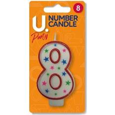 Birthday Cake Number Candles 0 9 All Ages White And Red Coloured Stars