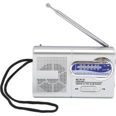 Portable Pocket Radio AM/FM Multifunctional Classic Silver Grey Battery Operated Radio