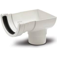 Polypipe White 112mm Half Round Stop End Outlet RR106W