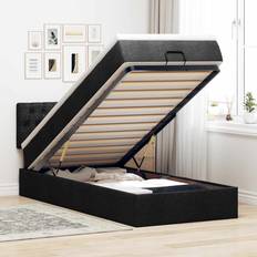 Betten-Sets vidaXL Ottoman-Bett Mit Matratze Schwarz 90x200 cm Stoff Betten-Sets