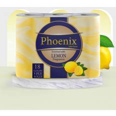 Phoenix 18 Roll Bulk Buy Quilted 3 Ply Lemon Fragranced Toilet Rolls