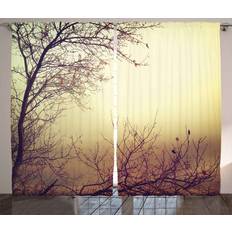 Curtains & Accessories Ambesonne Nature Curtains Vintage Leafless Autumn Tree Branches with Background