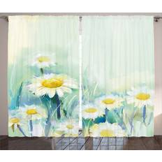 Curtains & Accessories Ambesonne Flower Curtains Daisies on Grass Mother Earth Impressionist Expression of a Nature