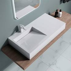 Durovin Wall Hung Countertop Stone Resin Basin With Side Hand Shelf