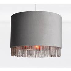 Copper Lamp Parts firstchoicelighting Grey Velvet With Copper Inner Tassled Light Shade