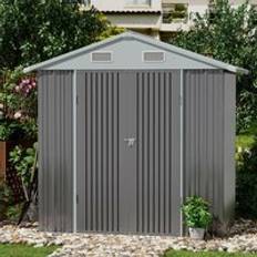 LivingAndHome Grey 238.8cm Outdoor Garden Metal Storage Shed with Lockable Door (Building Area )