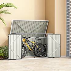 LivingAndHome Pent Roof Metal Garden Shed with Hinged Lid Grey (Building Area )