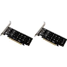 PCIe x4 Controller Cards Tauoh PCIe 4.0 Dual-Disk PCIeX16 to M.2 M-Key NVME SSD Expansion Card