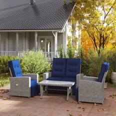 ClassicLiving Wicker 4 Person Garden with Cushions Powder Coated Outdoor Lounge Set