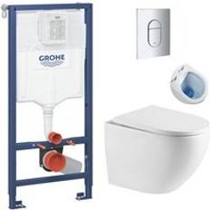 Toilets Grohe Rapid SL WC Frame Rimless WC Sat Fusion Soft-Close Seat Chrome Flush Plate