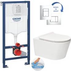 Toilets Grohe Toilet Set Rapid SL Support Frame Brevis Rimless Toilet Softclose Seat Chrome Plate