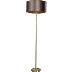 Belysning QAZQA Mässing Med Sammetskärm Brun 50 cm Golvlampa
