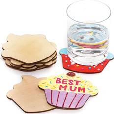 Kökstillbehör Baker Ross Cupcake Wooden Coasters Pack of 10 Decoration Craft Kits Glasunderlägg