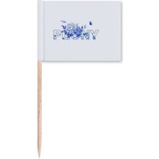 Blue Table Decorations DIYthinker Peony Porcelain Blue Quiet Toothpick Flags Marker Topper