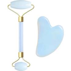 Dechoicelife Natural Jade Gua Sha Scraper Rose Quartz Roller Massager