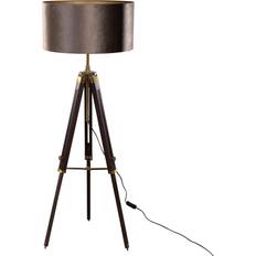 Belysning QAZQA I Mässing Med Stativ Och Brun Sammetskärm 50 cm Golvlampa