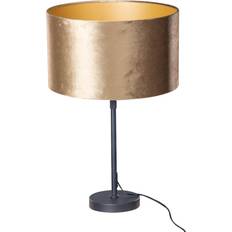 Belysning QAZQA Svart Med Sammetskärm Brons 35 cm Bordslampa