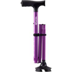 Krykker og Stokke VEVOR Folding Walking Stick 8-Level Height 4-Pronged Pivoting Base Pink